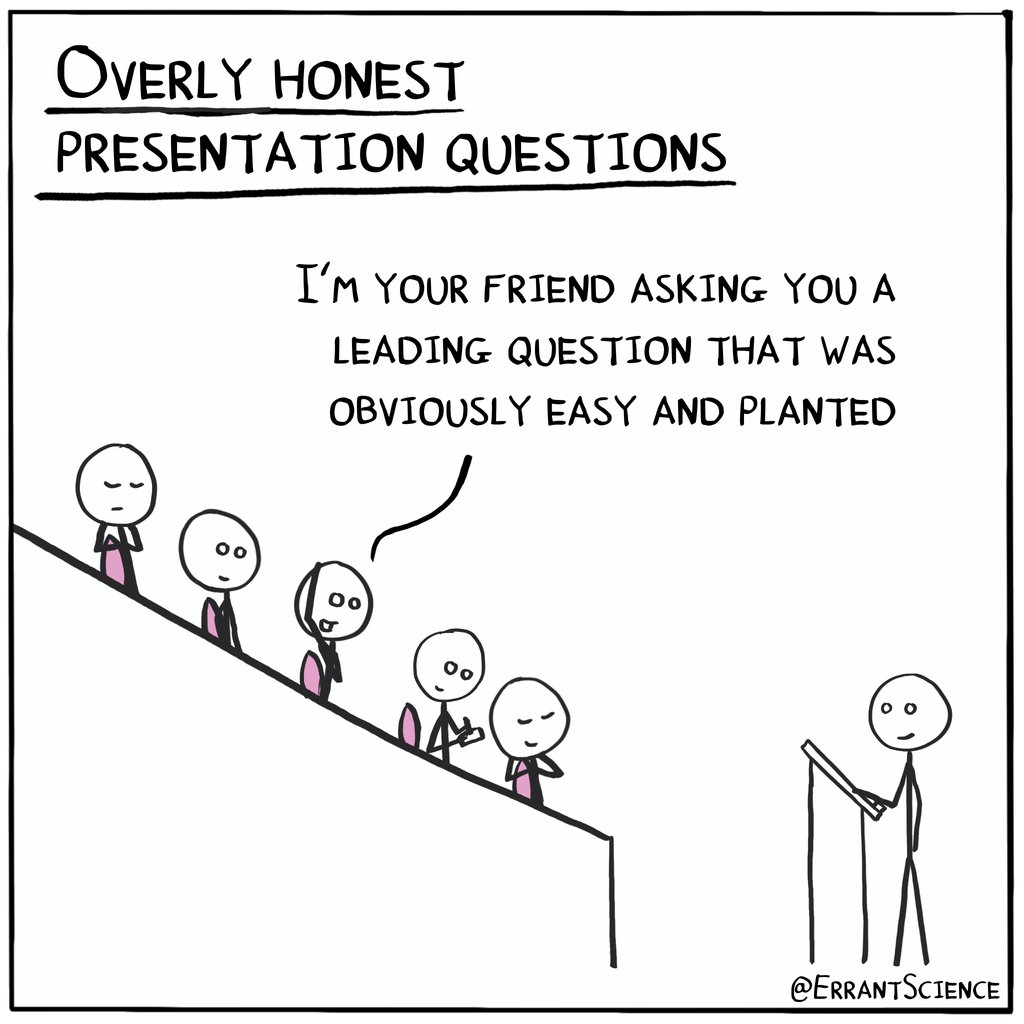 I'm sure there are more overly honest presentation questions but these are certainly the 4 that I've heard (or a hidden version of)