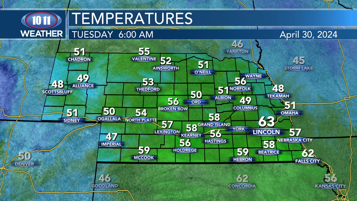 Good morning! Here's a look at your early morning temperatures.