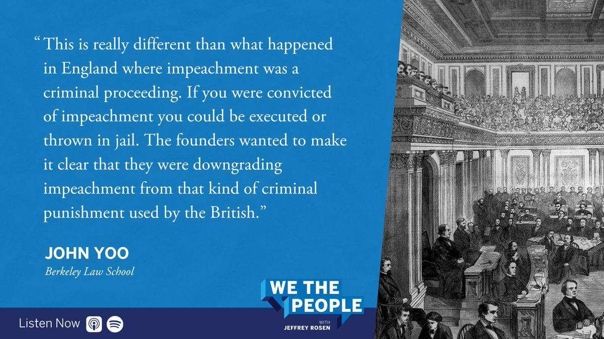 John Yoo of @BerkeleyLaw talks on #WeThePeoplePodcast about the founders’ effort to separate the impeachment process from a criminal proceeding. Listen now: ow.ly/jxpM50Roq63