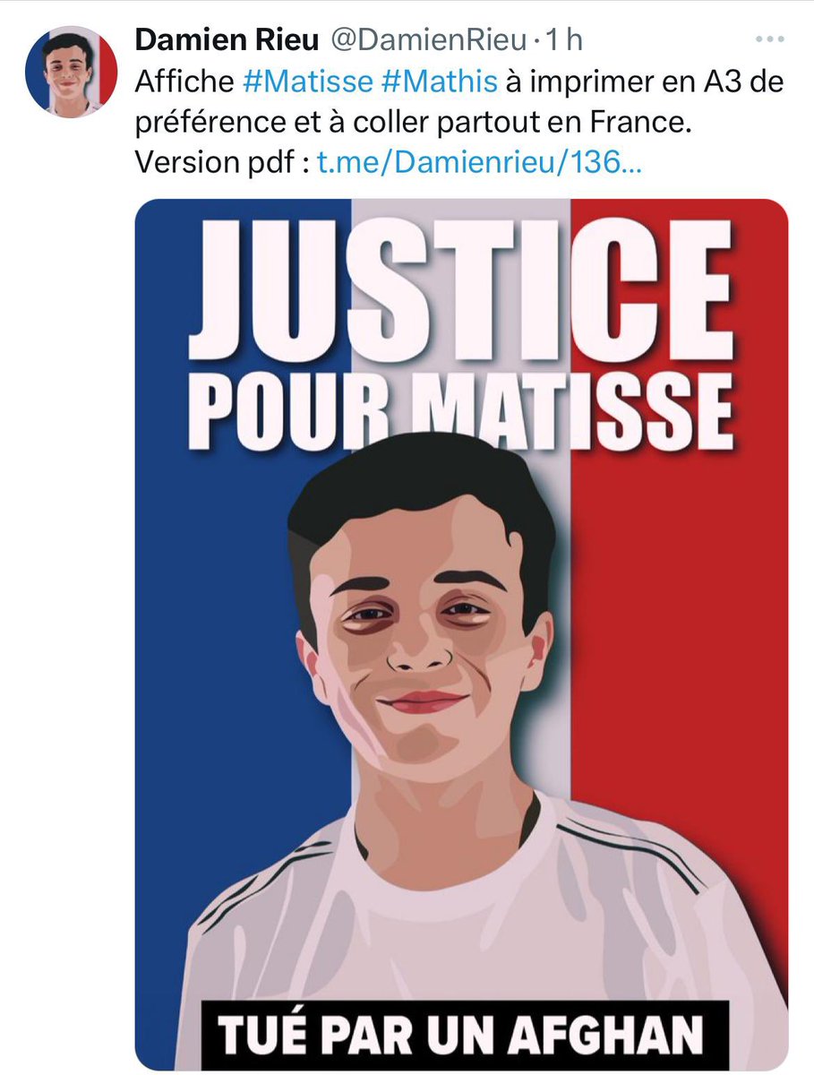 Hier, le papa de #Matisse a demandé à ce que la mort de son fils ne soit pas instrumentalisée… Aussi l’extrême droite ⤵️