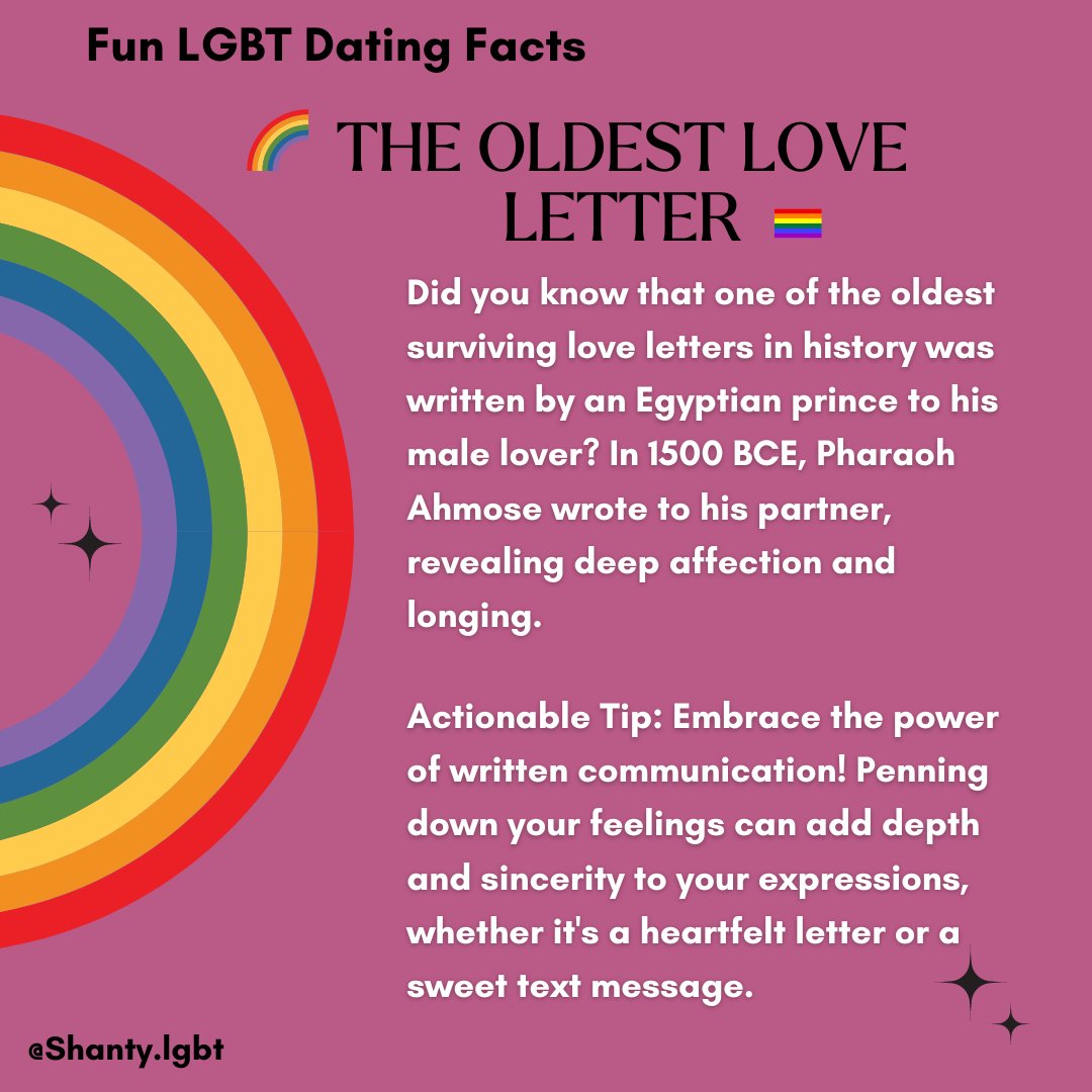 Unlocking ancient love letters 💌✨ Did you know Pharaoh Ahmose penned one of history's oldest love letters to his male partner? Dive into the power of written expression and add depth to your connections! #LGBTQHistory #LoveLetters #ExpressYourself