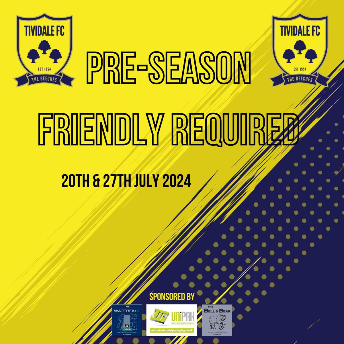 Pre-Season Friendlies Required! @TiviFCofficial are looking to arrange pre season games with clubs from step 4/5/6 on both the 20th & 27th July to complete our pre season schedule! Away fixtures are preferred however we can host! Please DM if interested