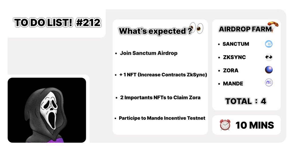 📝 𝗧𝗢 𝗗𝗢 𝗟𝗜𝗦𝗧! #212 🔹 Join Sanctum Airdrop 🔗 - sanc.tm/w?ref=2QZEI2 🔹 + 1 NFT (Increase Contracts ZkSync) 🔗 - zktouch.nfts2.me 🔹 2 Importants NFTs to claim Zora Friendtech x Base x Zora NFT: 🔗 - zora.co/collect/base:0… CoinBase Wallet NFT: 🔗 -…