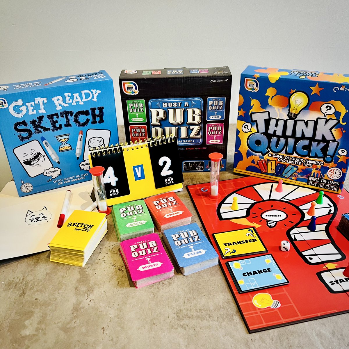Win over your guests with after-dinner entertainment 🎲 There’s something for everyone with 3 in 1 classic games: Sketch Off, Think Quick and Pub Quiz Grab your games 👉 bit.ly/4bey9Ek #Ryman #Games #Activities