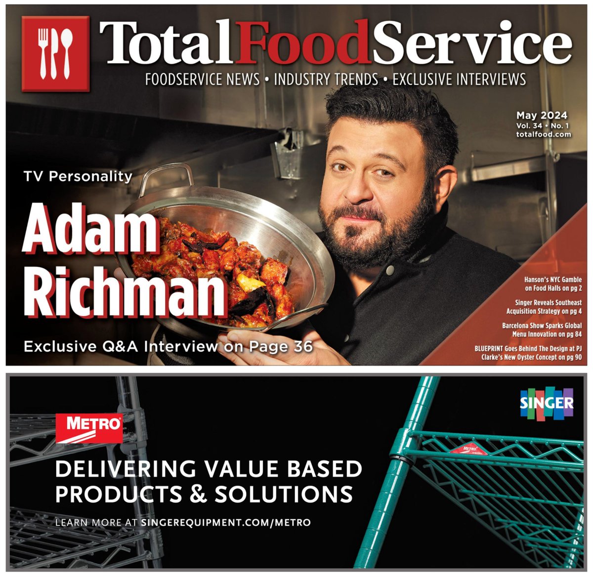 In our latest May issue and with his new season of The Food that Built America, Total Food Service sought out @AdamRichman to get his thoughts on what makes food brands successful in foodservice: totalfood.info/44t19Gk #newissue #foodindustry #RestaurantLife