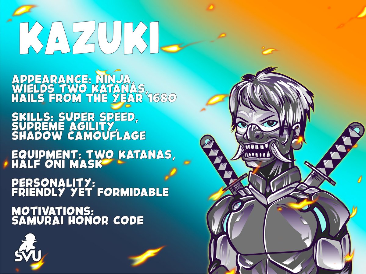 Hey superheroes! 🦸 

Introducing 𝗞𝗔𝗭𝗨𝗞𝗜, it seems that he already started to slice the crypto market !💥 

He is one of our universe's ninja that trained with the JCorp fam! 👀

What new abilities do you think we should give to KAZUKI? 

𝗦𝗵𝗮𝗿𝗲 𝘆𝗼𝘂𝗿 𝗶𝗱𝗲𝗮𝘀 𝗶𝗻…