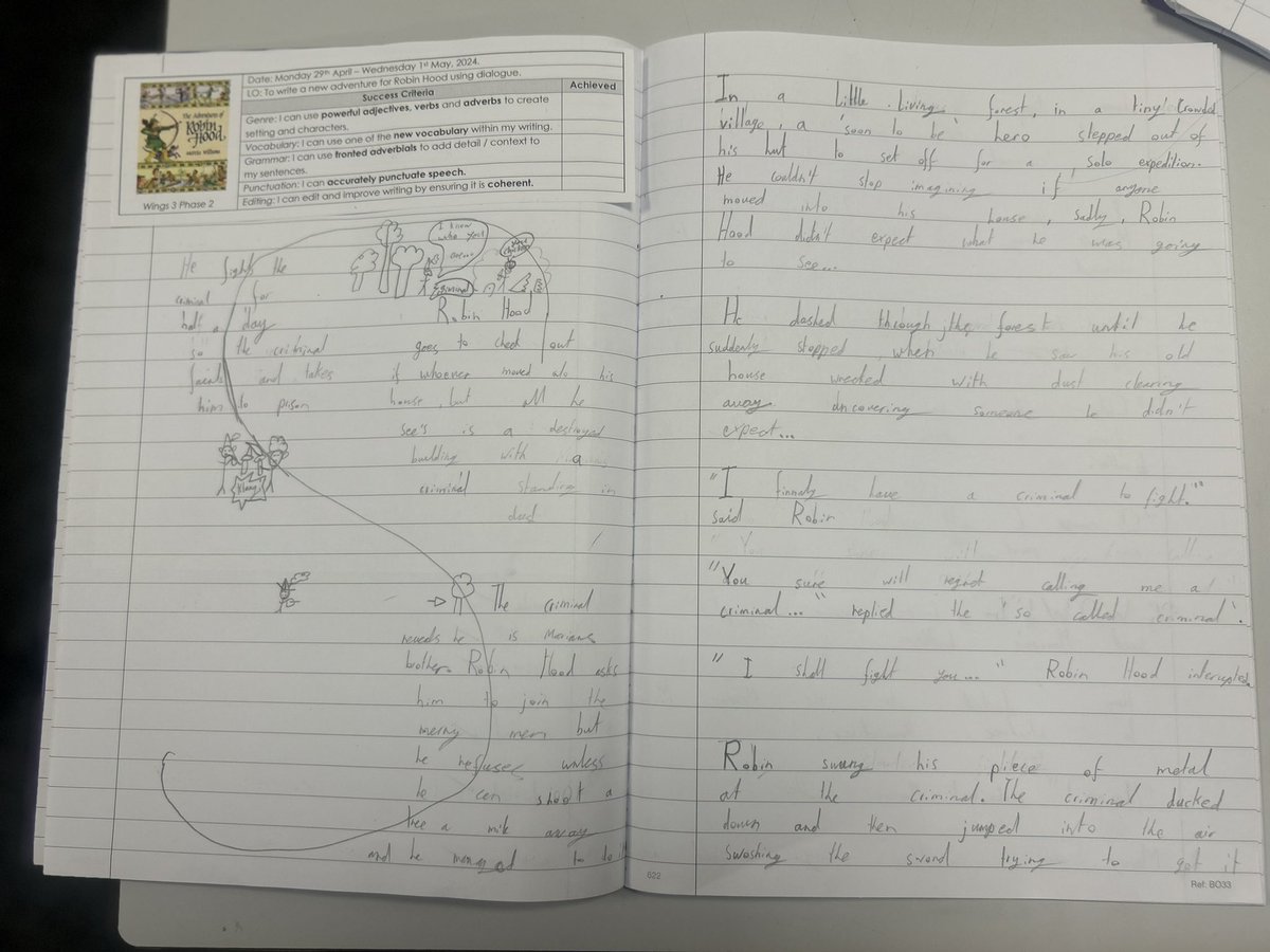 🏹 Year 3 have been writing some excellent pieces on Robin Hood! 🌟 From daring adventures to inventive twists, their creativity is unmatched. The children have added a twist to their writing, adding their own unique characters. @thesteptrust