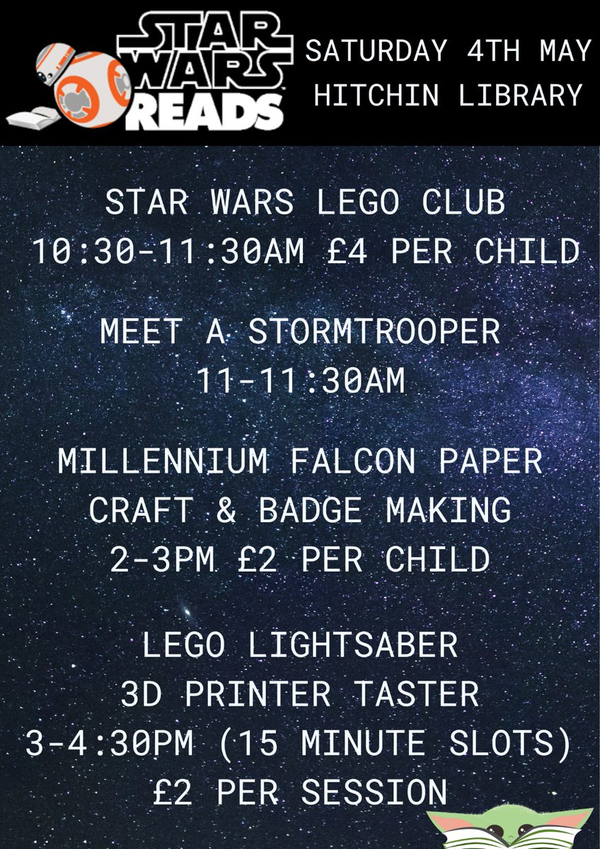 Not long now until MAY THE FOURTH!💥 Come along on Saturday for a whole day of galactic activities - get in touch with us for booking availability, or just come along and join in with the fun! #MayThe4th #MayTheFourthBeWithYou #StarWarsDay