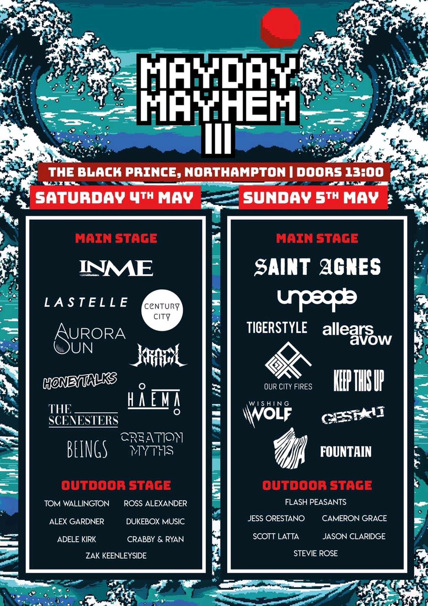 NORTHAMPTON! We will be playing Mayday Mayhem 3 on Sunday! Get your tickets and come check out some incredible bands this bank holiday weekend!