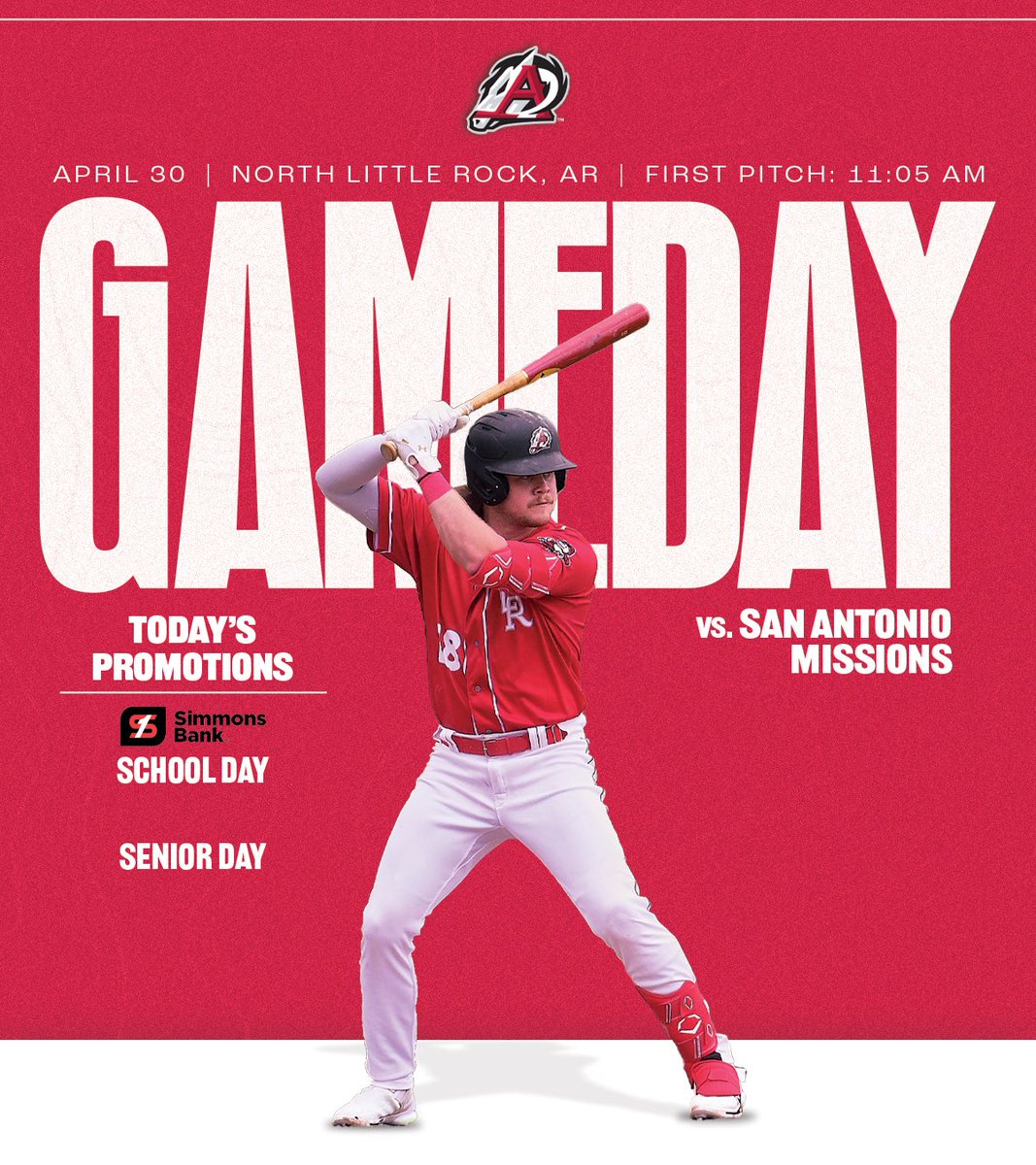 Morning baseball, who says no? ☀️ It’s School Day (@simmons_bank) and Senior Day at Dickey-Stephens Park today! Take a well-deserved field trip and watch your Travelers as they take on the Missions. 🎟️: milb.com/arkansas/ticke…