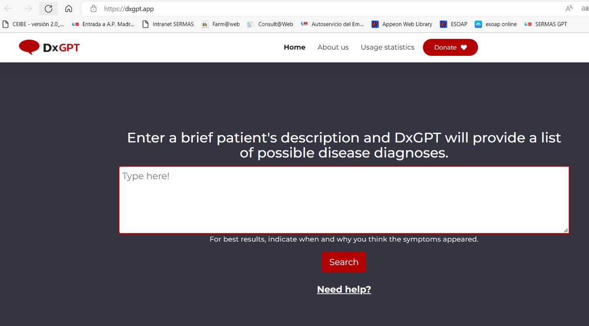 ¿Es posible usar chatgpt dentro del programa de Historia Clinica de #AtenciónPrimaria de Madrid?

SÍ

Está dentro del protocolo "Sospecha de enfermedad poco frecuentes-raras". Os pongo los pantallazos. 

Es una herramienta que precisa introducir los síntomas sin datos de