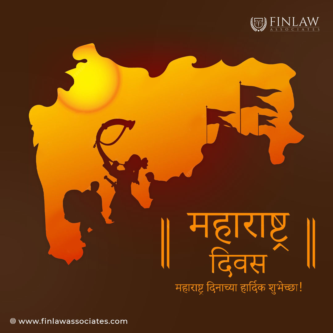 Happy Maharashtra Diwas! May the spirit of justice and righteousness, deeply ingrained in Maharashtra's history, continue to guide its path towards progress.
.
#finlawassociates #महाराष्ट्रदिन #MaharashtraDiwas #MaharashtraAchievements #MaharashtraProgress 
#Tradition #Unity