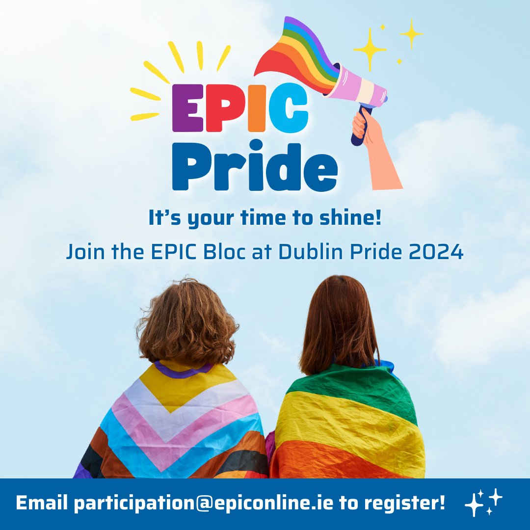 The EPIC Pride Bloc will return to Dublin Pride on Sat 29th June to lead the march with other youth blocs from across Ireland 🌈✨ If you would like to join the EPIC Bloc, please email participation@epiconline.ie before Thurs 9th of May. #CareAware