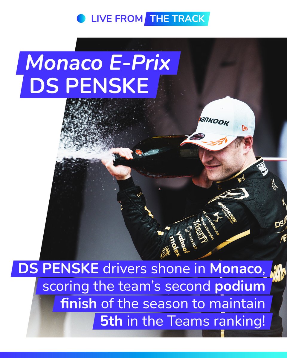 ✳️ Live From The Paddock! DS PENSKE drivers shone in Monaco 🇲🇨, scoring the team’s second podium finish 🏆 of the season to maintain 5th in the Teams ranking! ✨ #SustainableMotorsport #Electric #DSPENSKE @DS_Performance