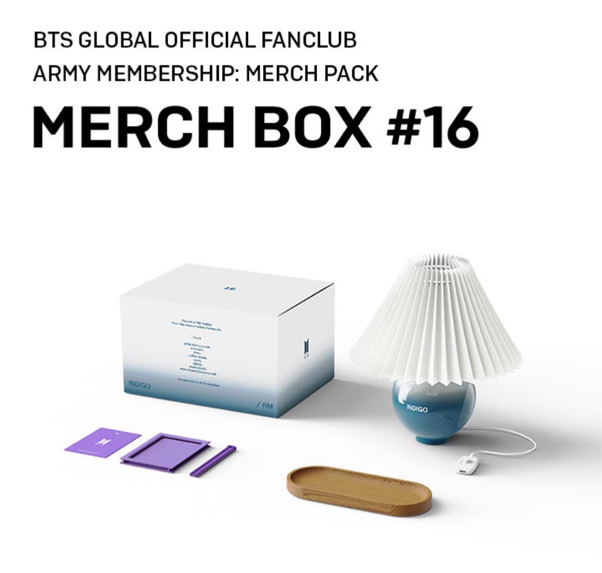 AVAILABLE FOR PRE-ORDER 🛒🛍
WTS LFB ARMY MEMBERSHIP KIT

MERCH BOX #16: INDIGO BOX
includes: Outbox, Ceramic Mood Lamp, Wood Tray, Photo Frame & Photo Card

Pre-order price: 4,500 php all in + shipping

⭕️ SLOTS SECURED FROM WEVERSE (Change in KR Address possible)

CAN SHIP WW