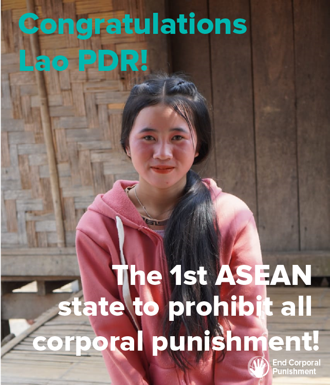 GIendcorpun's tweet photo. On International Day to #EndCorporalPunishment Lao PDR has become the 66th state &amp; the first in the ASEAN region to prohibit all corporal punishment of children!

Congratulations Laos on enacting this fundamental protection for children!❤️🎉

Read more https://t.co/PUvkMplfjf https://t.co/rNXz9zYtmD