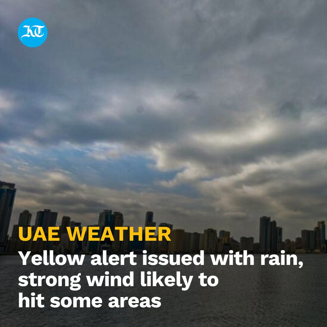 #UAE residents — particularly those in the eastern, northern areas of #RasAlKhaimah and #Fujairah — are advised to take extra precaution when going outdoors this afternoon until the evening.

A #yellowalert was issued as #rain clouds are expected to hover above these areas from…
