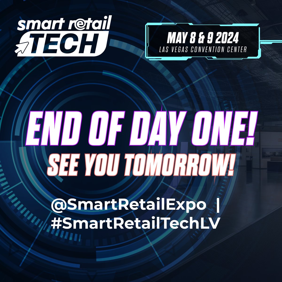 SmartRetail_US's tweet photo. End of day one! What a day!👏

Thank you for attending! Don't worry if you didn't get to see everything today, we'll be doing it all again tomorrow!

If you've lost your ticket, do not worry as we can re-print it at the entrance.

See you at 10am tomorrow🕙

#SmartRetailTechLV https://t.co/qOkq1t90c7