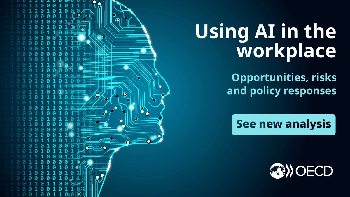 OECD is working with countries to harness #AI opportunities in the workplace, address risks, and support workers through change.

On #LabourDay, learn+ about using artificial intelligence in the workplace. 

👉 bit.ly/3PHdDUF | #InternationalWorkersDay #OECDai @OECD