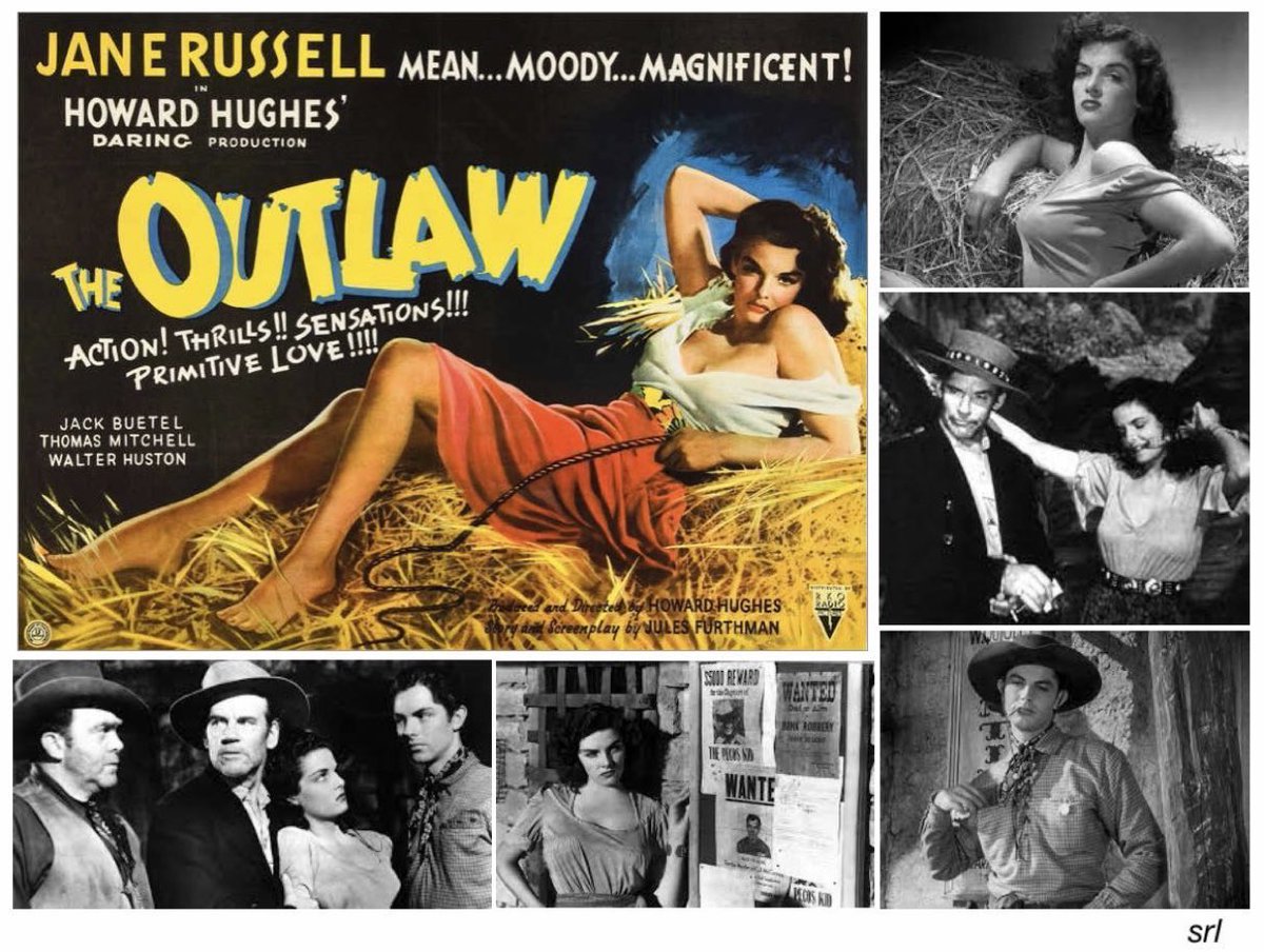 1pm TODAY on @Legend__Channel 👉joint #TVFilmOfTheDay

The 1943 classic #Western film🎥 “The Outlaw” directed by #HowardHughes & #HowardHawks (uncredited) and written by #JulesFurthman

🌟#JackBuetel #JaneRussell #WalterHuston #ThomasMitchell