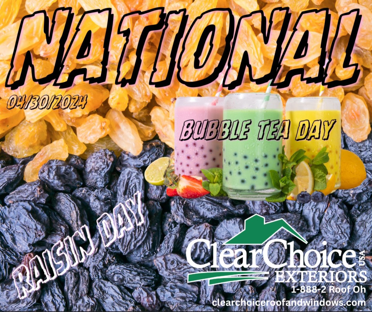 Today is Tuesday, April 30, 2024. Did you know its...National Bubble Tea Day, National Prepareathon Day, National Military Brats Day, National Adopt A Shelter Pet Day, National Sarcoidosis Day & National Raisin Day. Let's celebrate!!