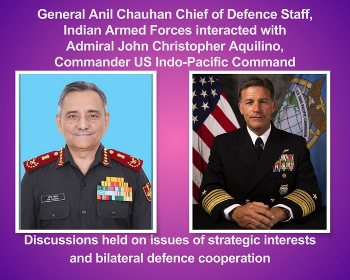 General Anil Chauhan #CDS_India 🇮🇳 engages in strategic discussions with military leaders from 27 nations during a virtual Chiefs of Defence meeting led by Admiral John C Aquilino, Commander #USINDOPACOM