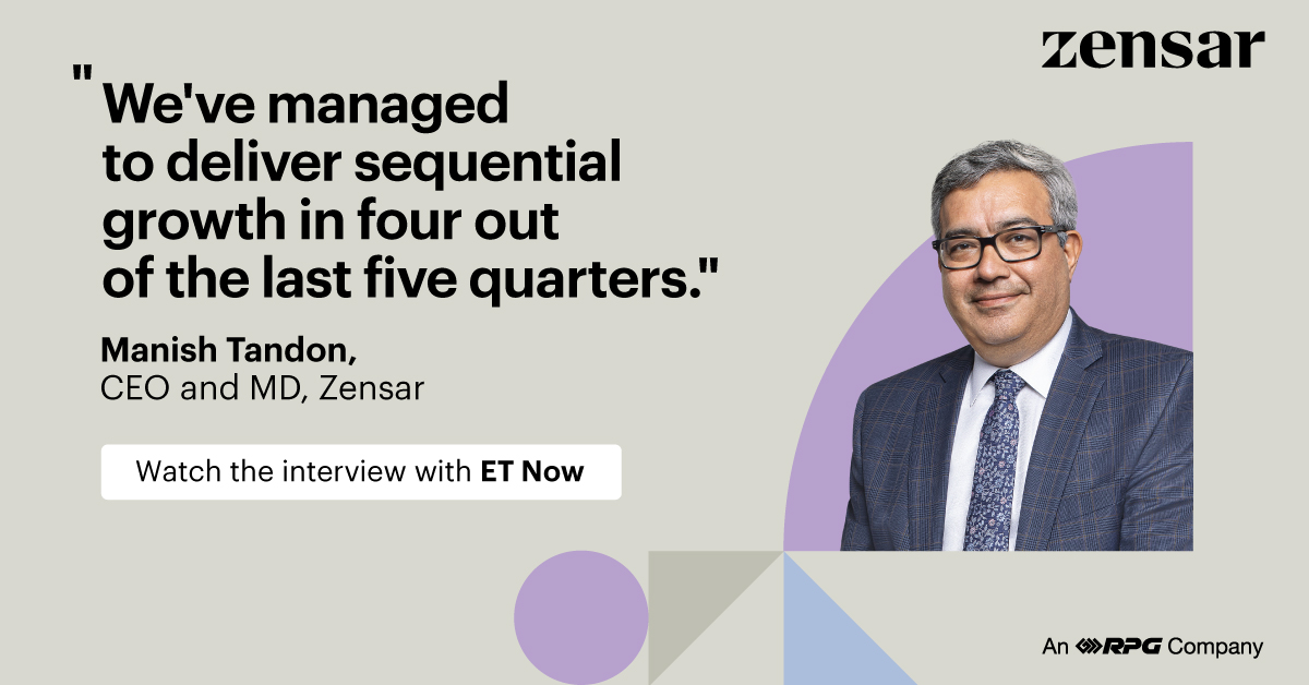 In an exclusive conversation with @ETNOWlive, Manish Tandon, CEO and MD of #Zensar, shares his invaluable insights on our company's #Q4FY24 performance and more. Watch the interview here: lnkd.in/dJ8f35d7 Read our press release for more details: lnkd.in/dSEjXyNi