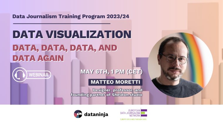 Dataninja (@dataninjait) on Twitter photo 📣 WEBINAR 📣 Data, data, data and data again!
Join us for an enlightening talk featuring @teo_moretti , designer, professor, and founding partner of @Sheldon_studio , on the transformative power of #DataVisualization!
🗓️ May 6th 1 PM CET
Sign up 🔗⤵️
us02web.zoom.us/webinar/regist… 📣 WEBINAR 📣 Data, data, data and data again!
Join us for an enlightening talk featuring @teo_moretti , designer, professor, and founding partner of @Sheldon_studio , on the transformative power of #DataVisualization!
🗓️ May 6th 1 PM CET
Sign up 🔗⤵️
us02web.zoom.us/webinar/regist…