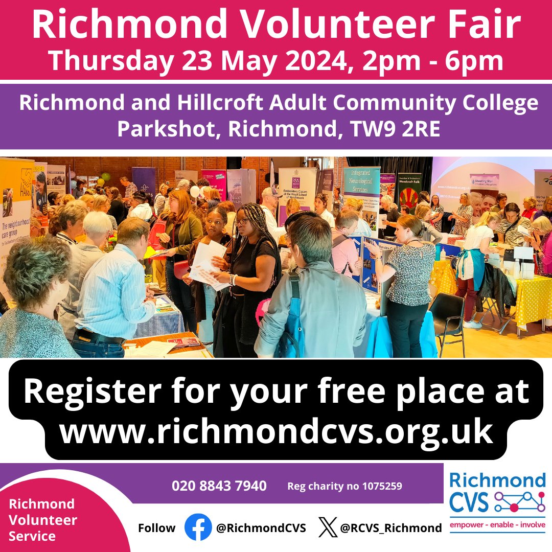 Get a flavour of some fantastic #local charities supporting our community & the #volunteering opportunities they offer Register now for a free place to chat to 40+ organisations on 23 May at @RHACC_College bit.ly/3UiafRk @LBRUT @RichmondComLink @TWmagazines