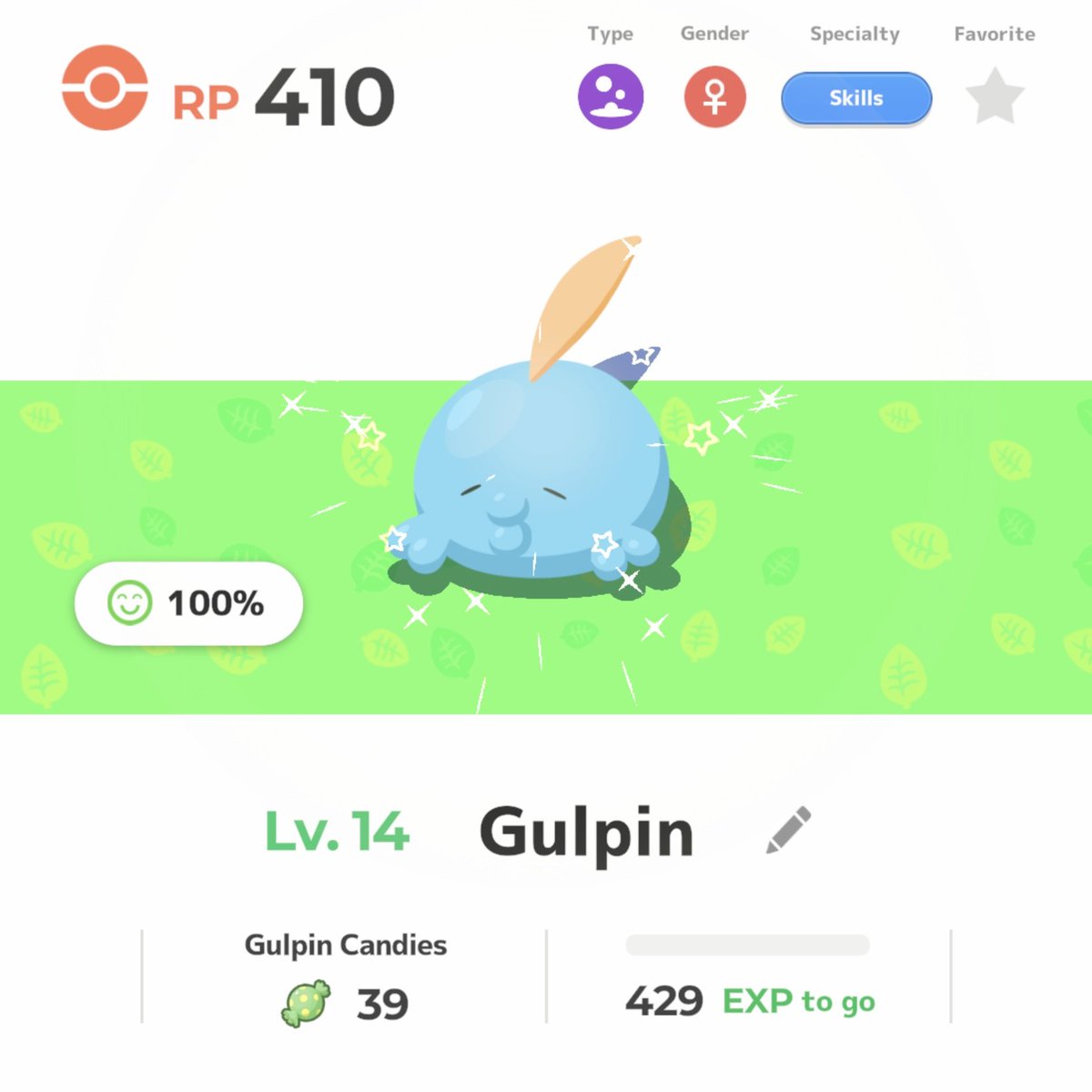 A second shiny in a row?? ✨ I now have two shiny Gulpin, which means I can evolve one of them. Look at this round girl 🌚

#Pokémon #PokemonSleep
#ポケモン #ポケモンスリープ
#ShinyPokemon #ShinyHunting