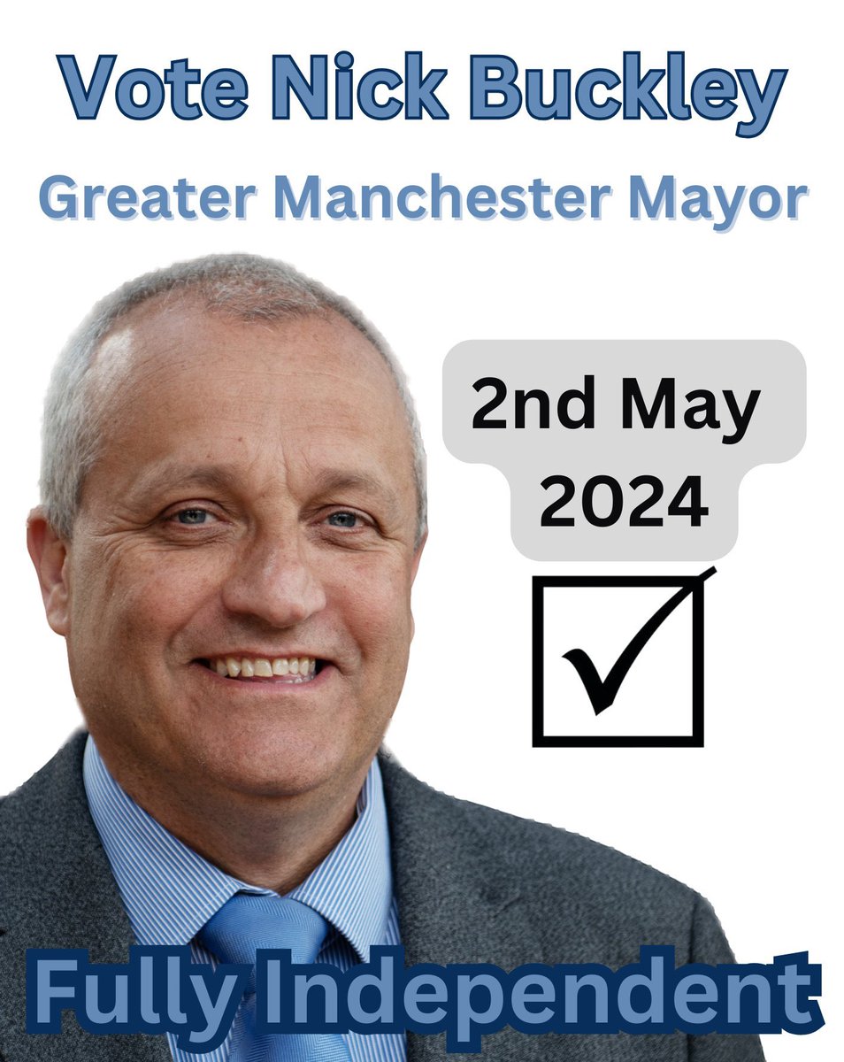 If you live in Greater Manchester or have friends there - it’s time to speak to them about me. No more political parties with bosses sat in London. Vote for a local man with a local plan. 👍