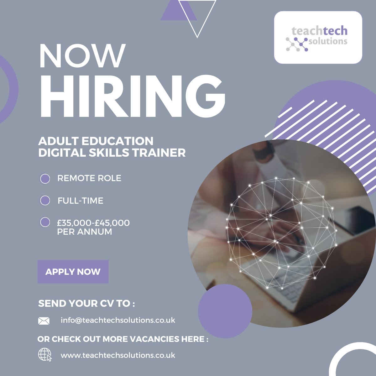 TeachTech Solutions (@teachtech_uk) on Twitter photo 📣 Now HIRING 📣
We are looking for a Digital Skills Trainer in the Adult Education sector 💻
Looking for a new opportunity and want to find out more? Contact us directly at info@teachtechsolutions.co.uk
#digitalskills #digitalskillstrainer #adulteducation #hiringnow 📣 Now HIRING 📣
We are looking for a Digital Skills Trainer in the Adult Education sector 💻
Looking for a new opportunity and want to find out more? Contact us directly at info@teachtechsolutions.co.uk
#digitalskills #digitalskillstrainer #adulteducation #hiringnow
