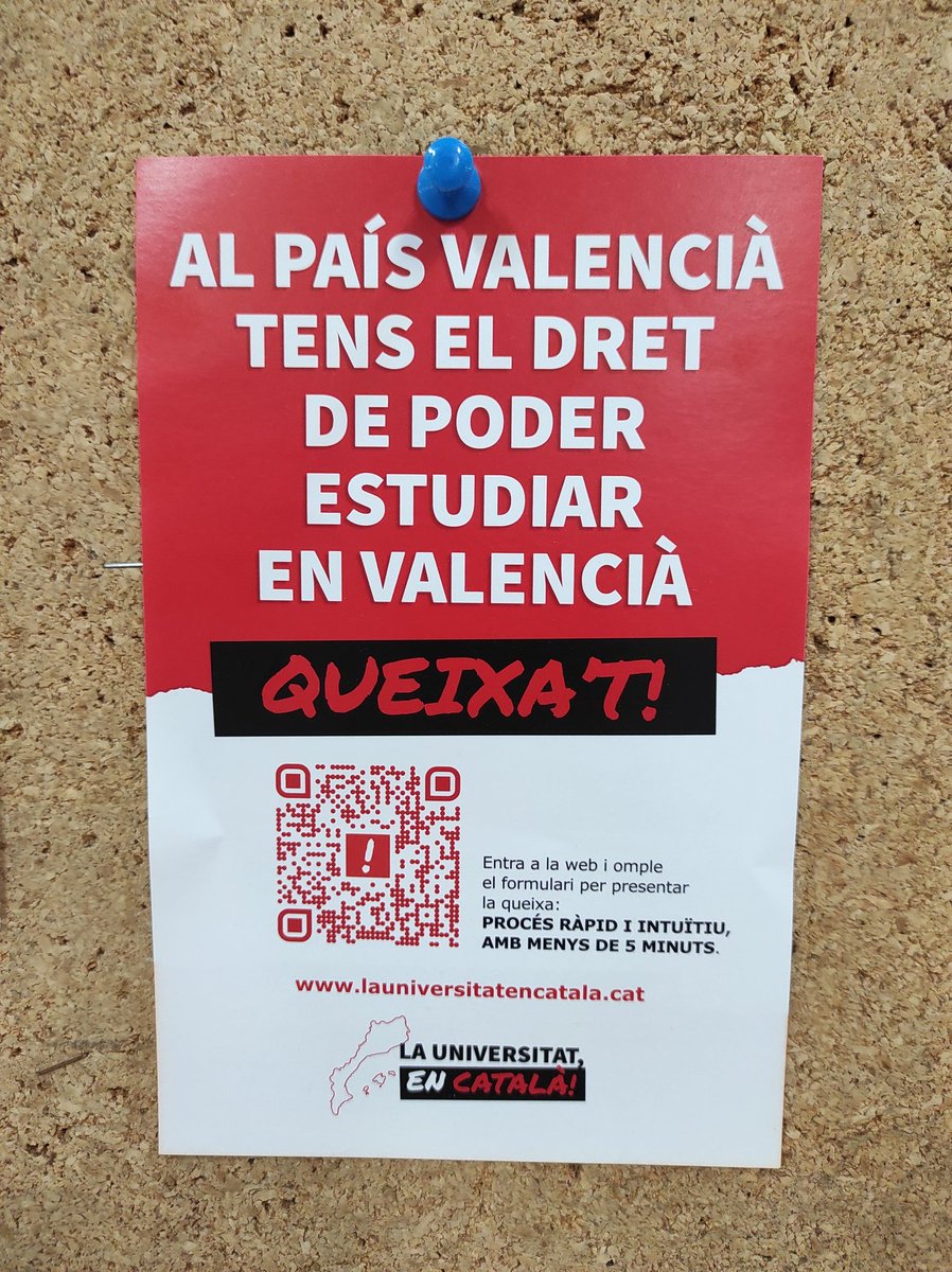 Tot mentires, en la Nacio Valenciana nomes es pot estudiar en catala i en castellà. No es possible fer-ho en llengua valenciana (Normes d'El Puig). Des de ACNV exigim una revalencianisacio dels centres educatius. Image: Facultat de Ciencies Matematiques-UV.