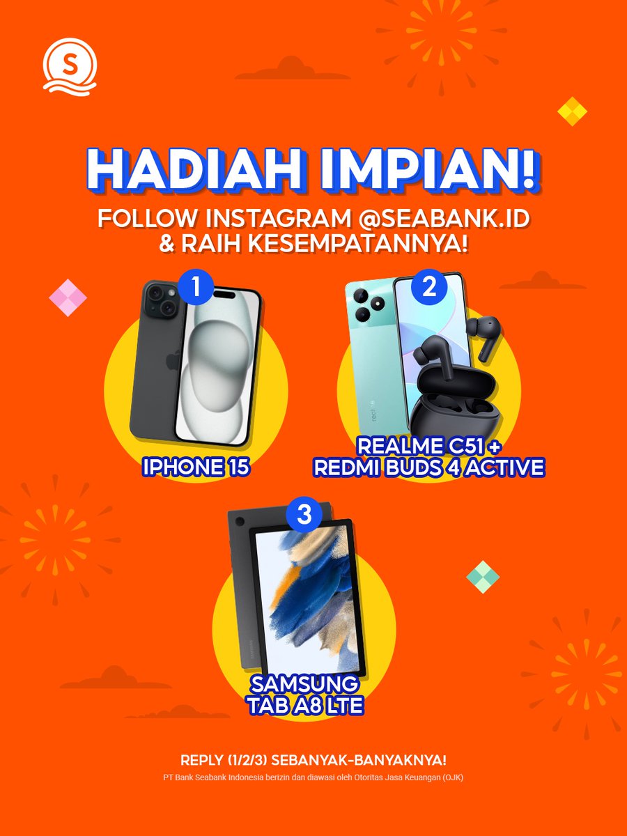 ✨HADIAH IMPIAN✨ Dari ketiga hadiah ini, hadiah impianmu apa Sobat SeaBank?🤔 REPLY (1/2/3) sebanyak-banyaknya! DAPATKAN di sini 👉 instagram.com/@seabank.id