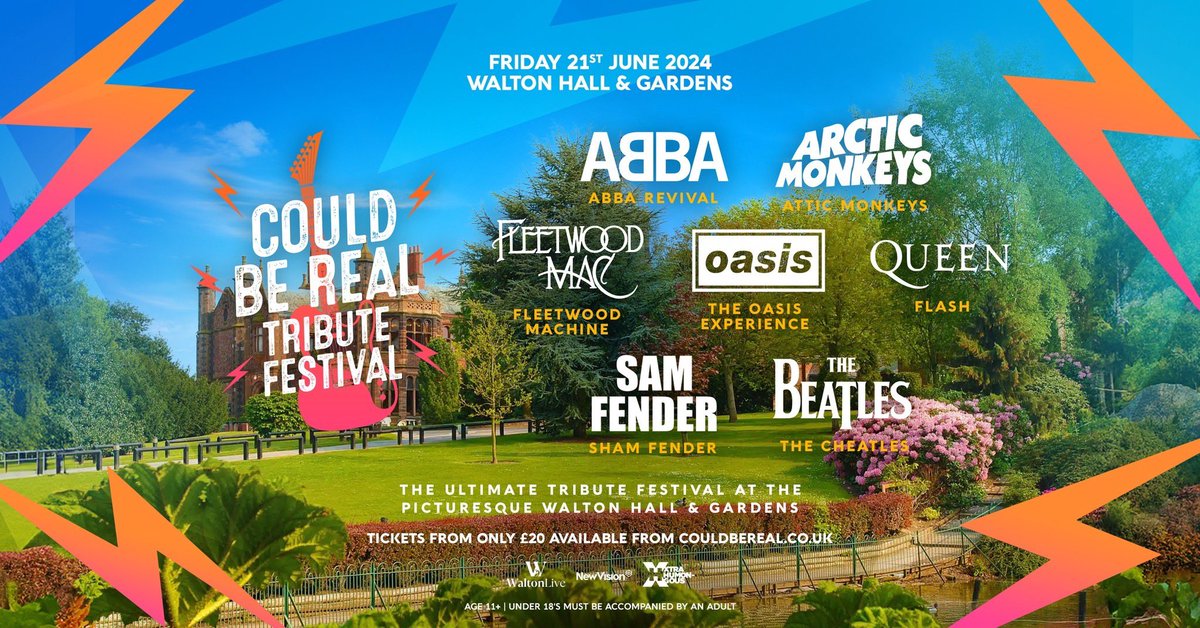 🎸 | A huge tribute festival, Could Be Real, is coming to the picturesque Walton Hall & Gardens in Warrington this June! READ MORE 👉 tinyurl.com/2xa4tzbp