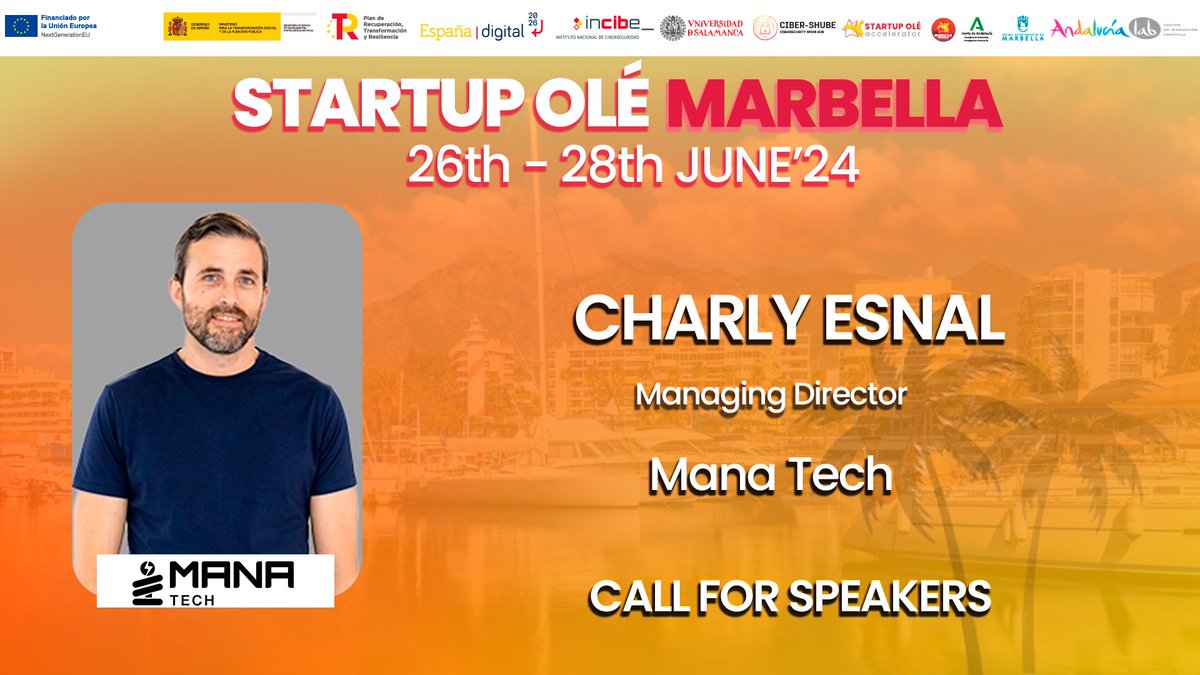 #STARTUPOLÉ '24 #BeachEdition will bring together relevant #SPEAKERS from the entrepreneurial ecosystem, who will share their knowledge. From 26-28 #June in #Marbella Don't miss it! startupole.eu/marbella/ Co-funded by @INCIBE and @usal #PlanDeRecuperación #ProyectosCiber