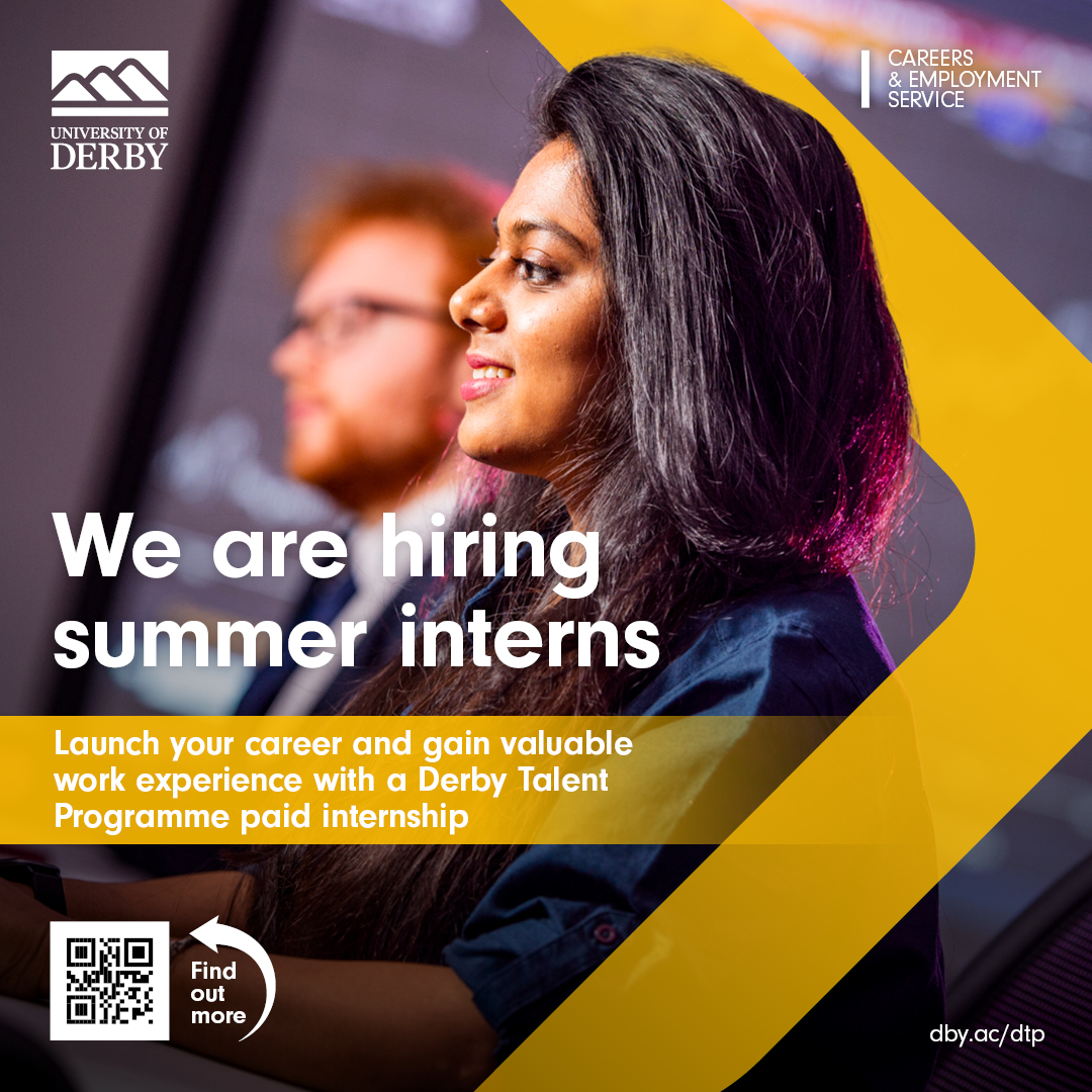 We are hiring summer interns in a range of industries. Opportunities include; ⭐Research/Feasibility Intern ⭐Engagement Support Officer ⭐Museum Anniversary Co-ordinator 👇Explore the roles and apply today ow.ly/ii9Q50RqozS Applications close 2 May! #DerbyTalentProgramme
