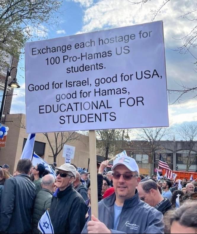 This is an outstanding idea, all the pro-Hamas students protestors for hostages! This will benefit everyone including US taxpayers who are currently paying for the Biden’s “student debt forgiveness”! @emma6USA 🌹⚔️🌹 @JimPidd @Pat300000 @genuke1 @LegendaryXrs @_vet96 @GodbeyToby…