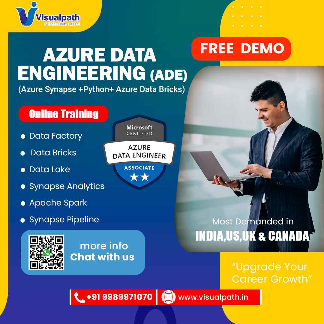 #Visualpath offers the Best #azuredataengineertrainingHyderabad by real-time experts for hands-on learning. Contact us at +91-9989971070. Join us on WhatsApp: whatsapp.com/catalog/919989… Visit: visualpath.in/azure-data-eng… #DataFactory #DataBricks #DataLake #SynapseAnalytics #ApacheSpark