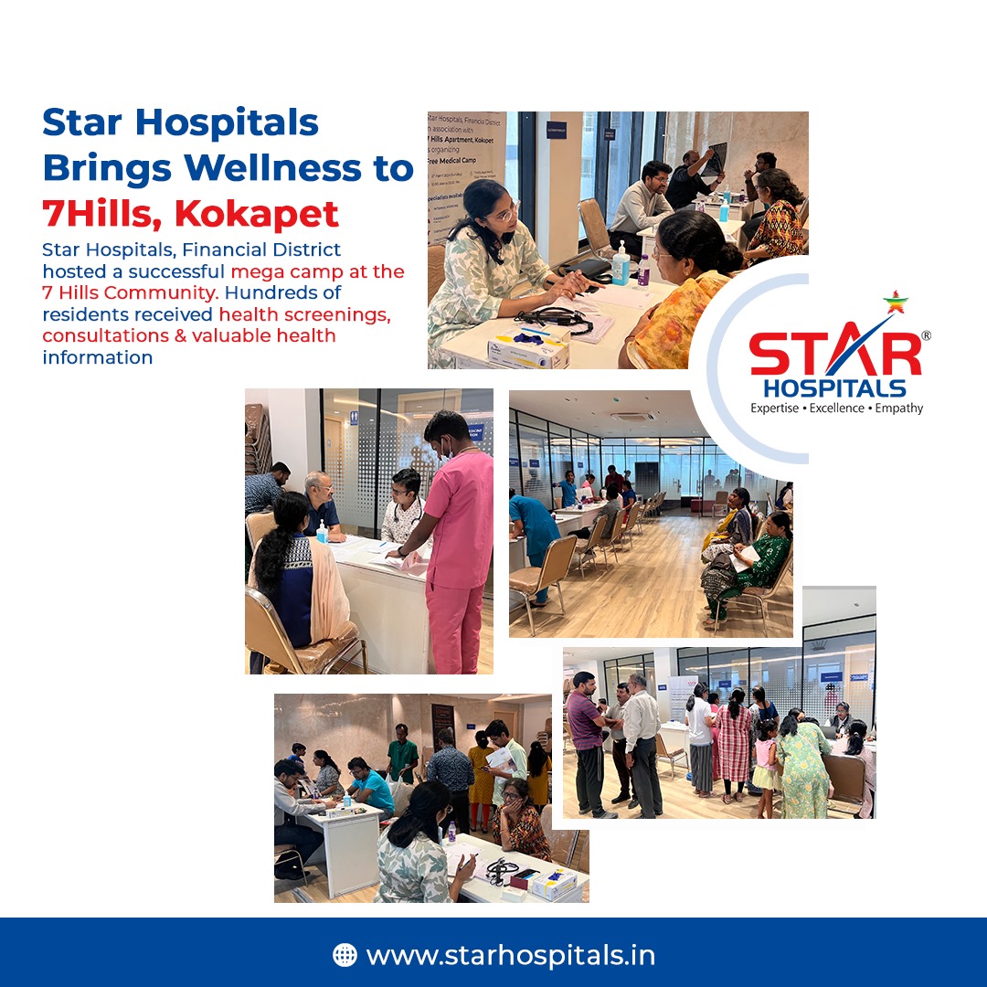 Star Hospitals, Financial District, organised a mega camp at the 7 Hills Community in Kokapet, offering health screenings and consultations to numerous residents.

#MegaCamp #checkup #preventivehealth  #StarHospitals #StarHospitalsFinancialDistrict #StarHospitalsBanjaraHills