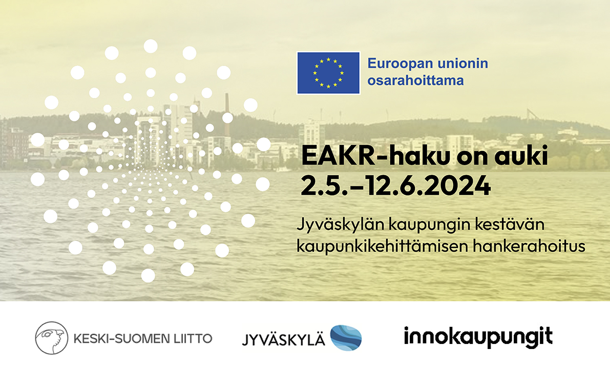 Haemme jälleen innovatiivisia ideoita @JKLn_kaupunki kehittämiseen! 💡

Jyväskylän kaupungin kestävän kaupunkikehittämisen 4. EAKR-rahoitushaun hakuaika on 2.5.‒12.6.2024. Haettavana on noin puoli miljoonaa euroa. 💎

keskisuomi.fi/2024/04/30/kes…

#KeskiSuomi #EUnTuella #Innokaupungit