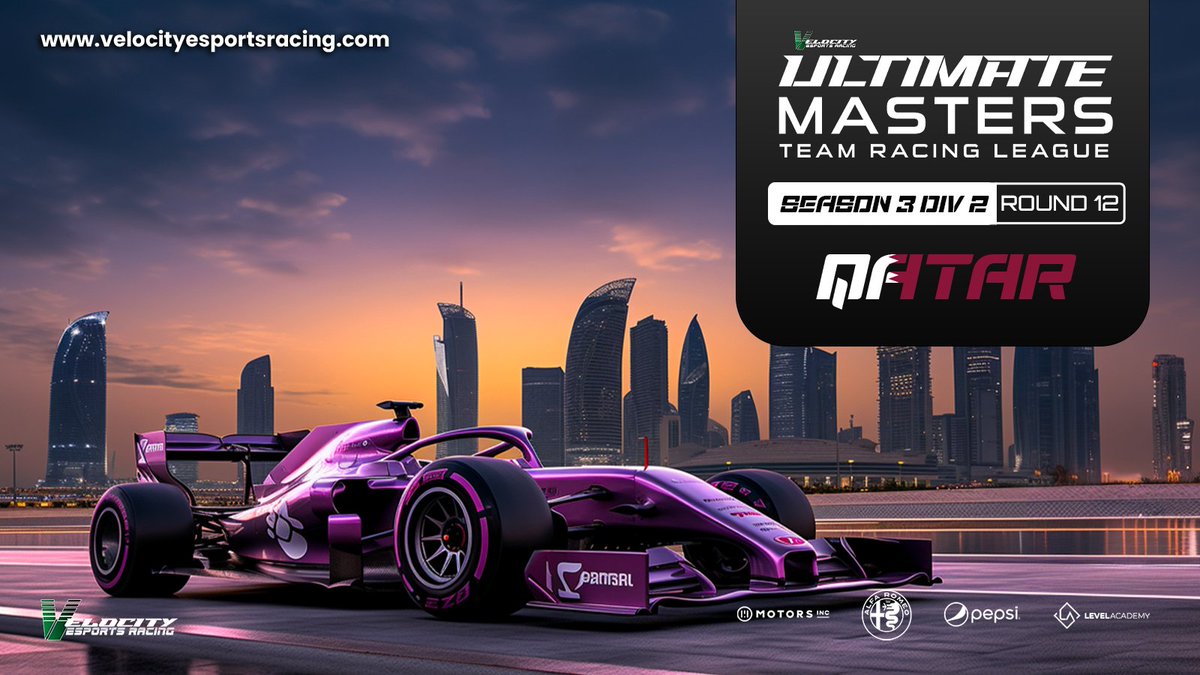 ROUND 1️⃣2️⃣ Qatar 🇶🇦 Tonight at 8PM UK time it's lights out for Div 2️⃣ ! Final night race under of the season TN🌜 @CPI_Esports Academy can retain their VUM title tonight if X don't outscore them by more then 19 points 😮 Can CPI be crowned Div 2 Ultimate Masters tonight?