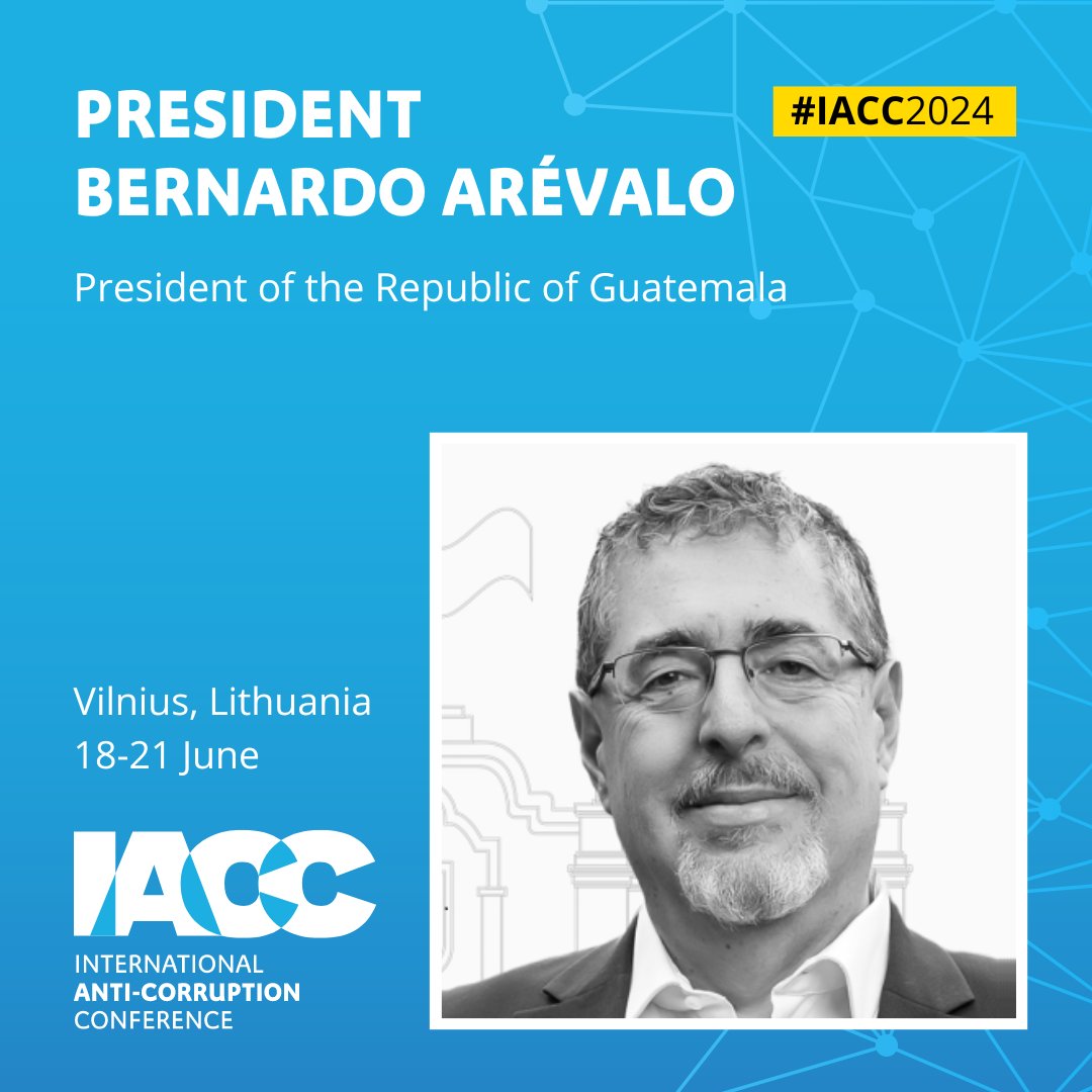 🚨 We're honoured to announce that @BArevalodeLeon, President of the Republic of Guatemala, will join us at the stage of the 2024 International Anti-Corruption Conference. #IACC2024

More speakers: anticorru.pt/2YK