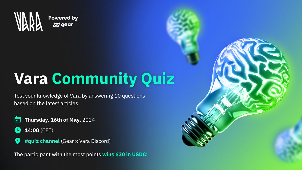 VaraNetwork's tweet photo. Your favorite Community Quiz is back! 💡

Challenge your memory and participate in a unique community experience with the #VaraSquad

Join the Rapid 🔥 Vara Quiz ⬇️ https://t.co/eyG0gbfDf4