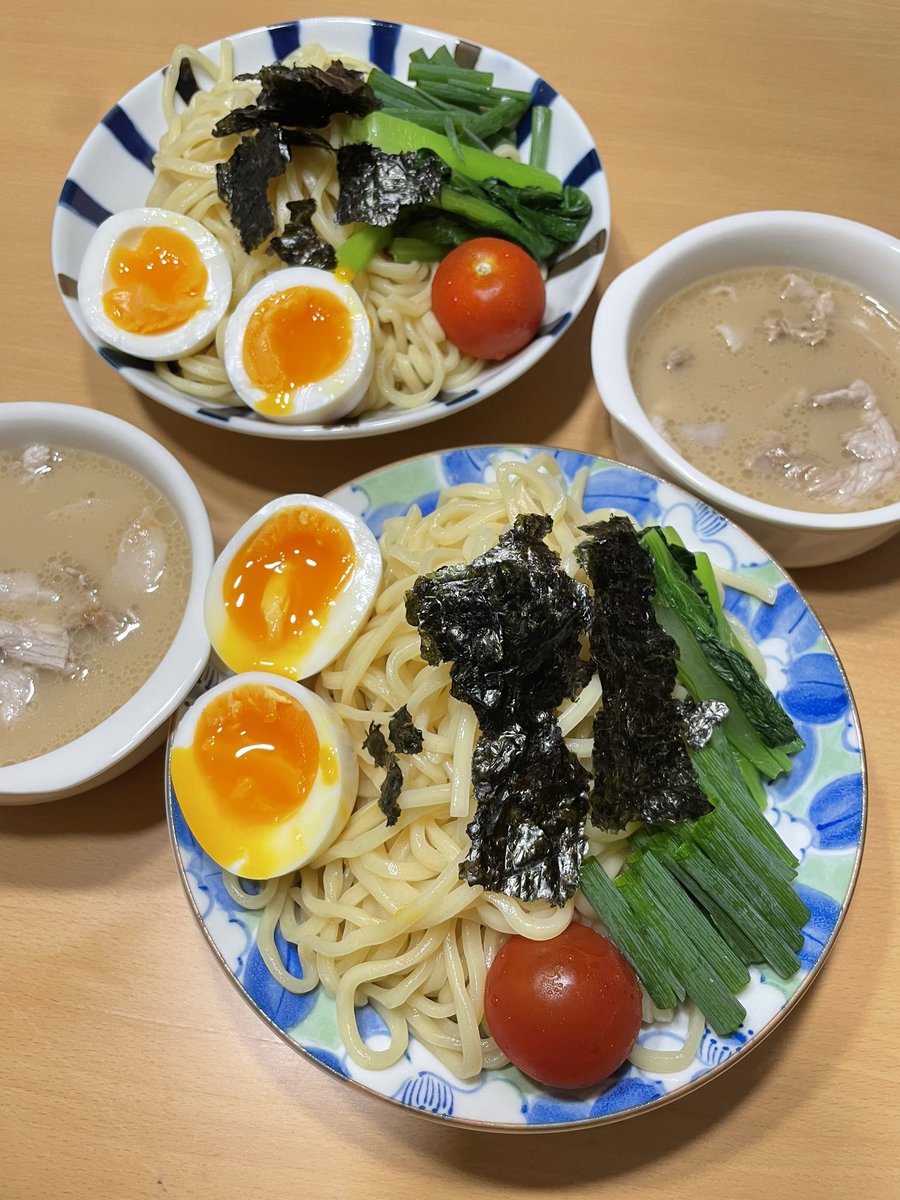 つけ麺で晩ごはん🍜 ひや盛り、麺は中盛りで☺️