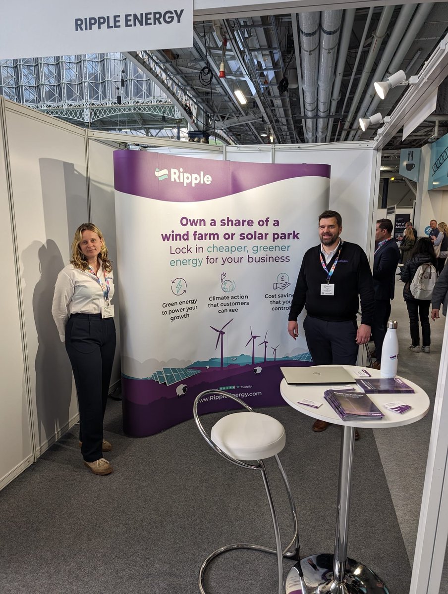 The Ripple team are at @_InnovationZero today and tomorrow. Visit us at stand H55 to learn more about how our latest project, Whitelaw Brae Wind Farm, can help power your business with the greenest energy around.