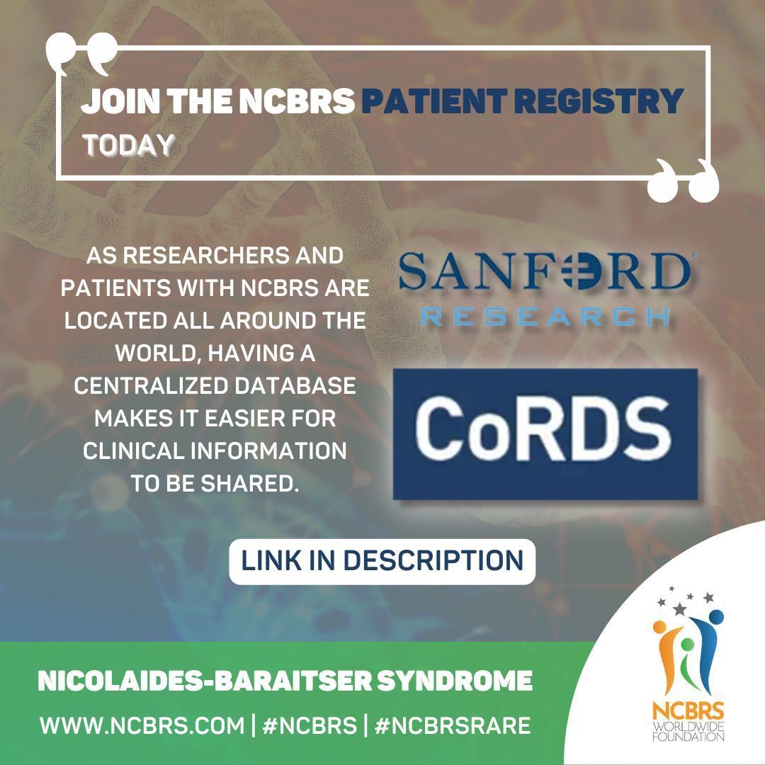 We now have 100+ #NCBRS patients on our global registry. Enrol now at: buff.ly/3GtMHCV. Include SMARCA2, nucleotide change (c.), and protein change (p.). Update your NCBRS persons' data annually by logging in. Thank you for your support! 🧡💚💙 #NCBRSRare #Research