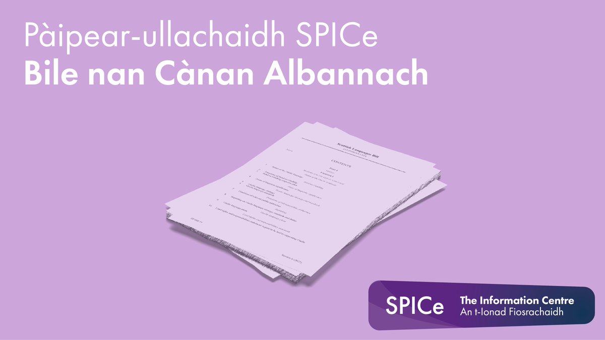 Tha sinn air pàipear-ullachaidh fhoillseachadh an-diugh air Bile nan Cànan Albannach. Leugh am pàipear ullachaidh sa Ghàidhlig an seo: bprcdn.parliament.scot/published/2024…