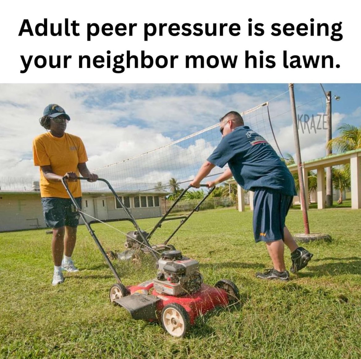 😁 #PeerPressure #mowing #lawn #neighborhood