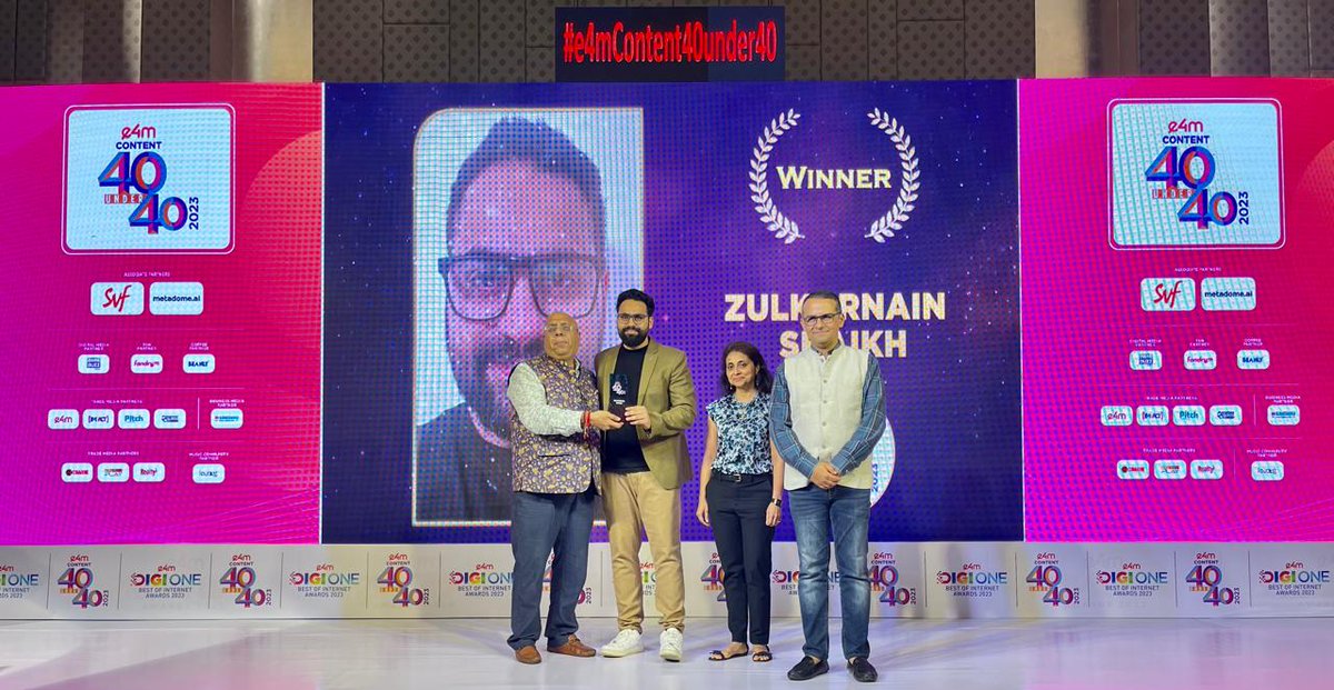 The #e4mContent40Under40 Awards celebrates pioneers who have made remarkable contributions to the ever-evolving Content Marketing landscape. 
Many Congratulations #ZulkarnainShaikh on winning the prestigious title!🌟

#e4mAwards #Content40Under40 #ContentMarketing